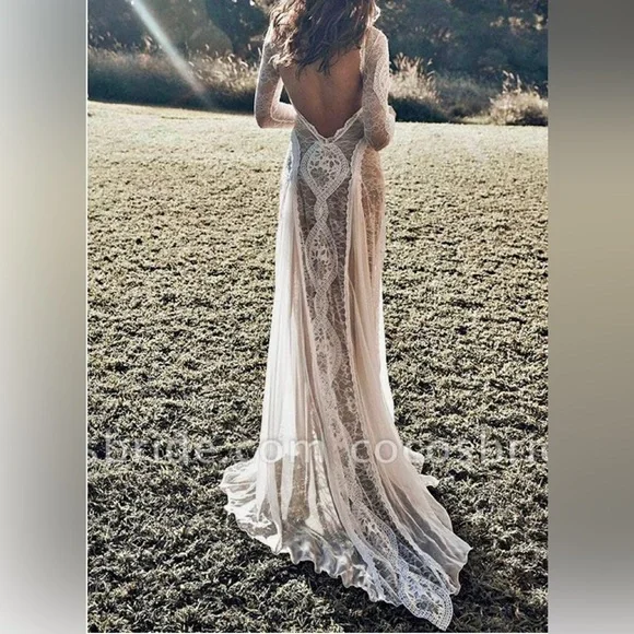 next | Dresses | Nwt Boho Lace Backless Wedding Dress Gown Perfect For A  Destination Formal | Poshmark